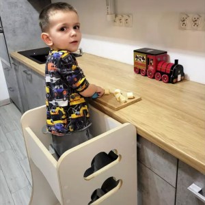 Pevná učiaca veža - Kitchen Helper - biela (Montessori pomocník v kuchyni pre deti) 