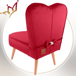 LUXURY detské kresielko / stolička SRDCE VELÚR - červené