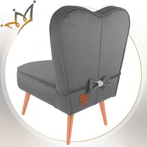LUXURY detské kresielko / stolička SRDCE VELÚR - tmavosivé