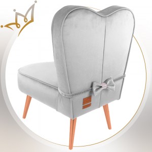 LUXURY detské kresielko / stolička SRDCE VELÚR - bledosivé