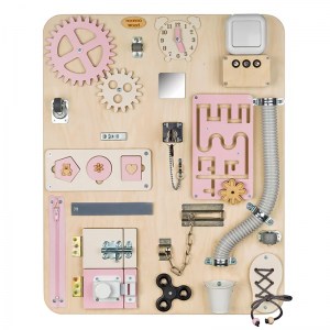 Montessori tabuľa (activity board) pre deti - MAXI s rúrou - ružová