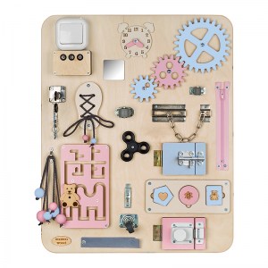 Montessori tabuľa (activity board) pre deti - MAXI - ružovo modrá NATUR