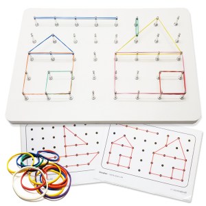 Geoboard - náučná hra / drevená doska s gumičkami 35 cm - GEOPLÁN