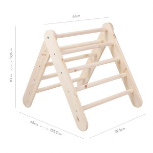 Veľká hracia zostava - Montessori drevené triangle + šmykaly + lezecké steny + plošina