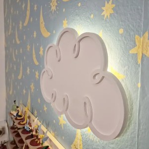 Detské LED svetielko do izby / lampička na stenu - obláčik 3D