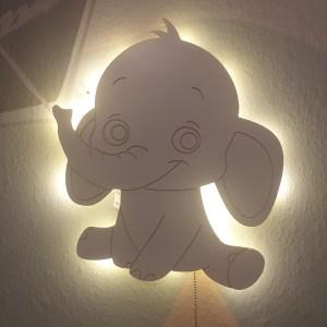 Detské LED svetielko do izby / lampička na stenu - sloník
