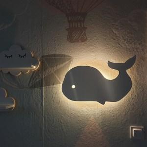 Detské LED svetielko do izby / lampička na stenu - veľryba