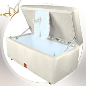 LUXURY úložný box / veľký taburet na sedenie s uškami - krémový