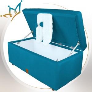 LUXURY úložný box / veľký taburet na sedenie s uškami - tyrkysový