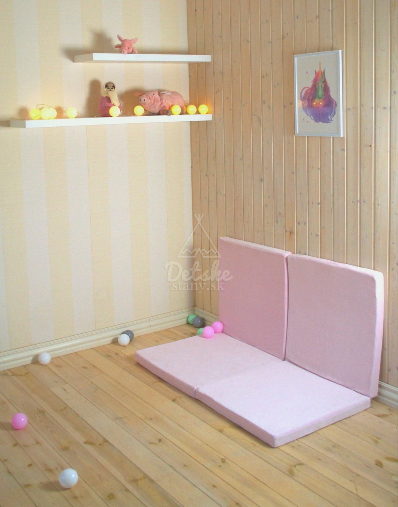 Detská podložka na hranie MeowBaby® 120 x 120 cm štvorec - svetloružová