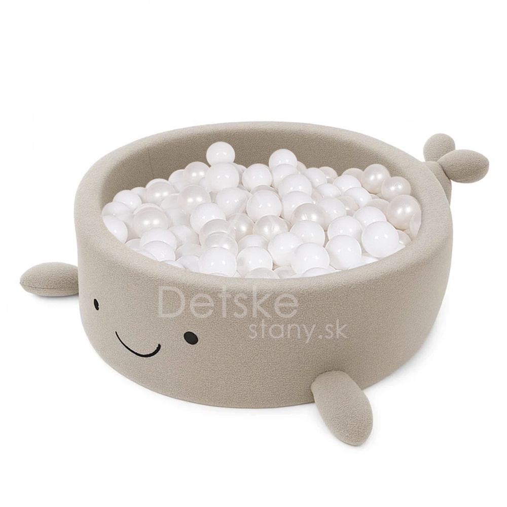 Detský suchý bazén Whale EXCLUSIVE Boucle s guličkami 200 ks (ø 90cm) soft CAPPUCCINO