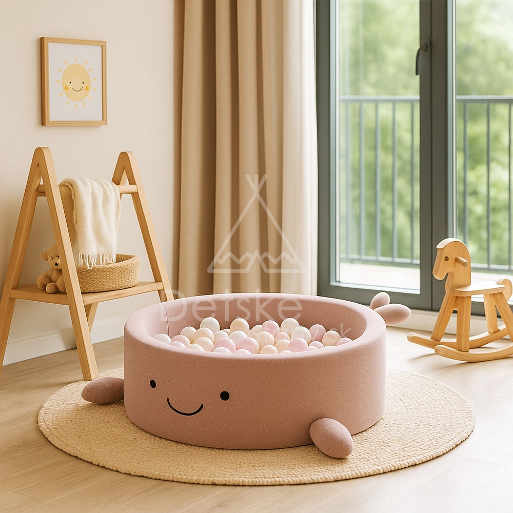 Detský suchý bazén Whale EXCLUSIVE Boucle s guličkami 200 ks (ø 90cm) soft BLUE