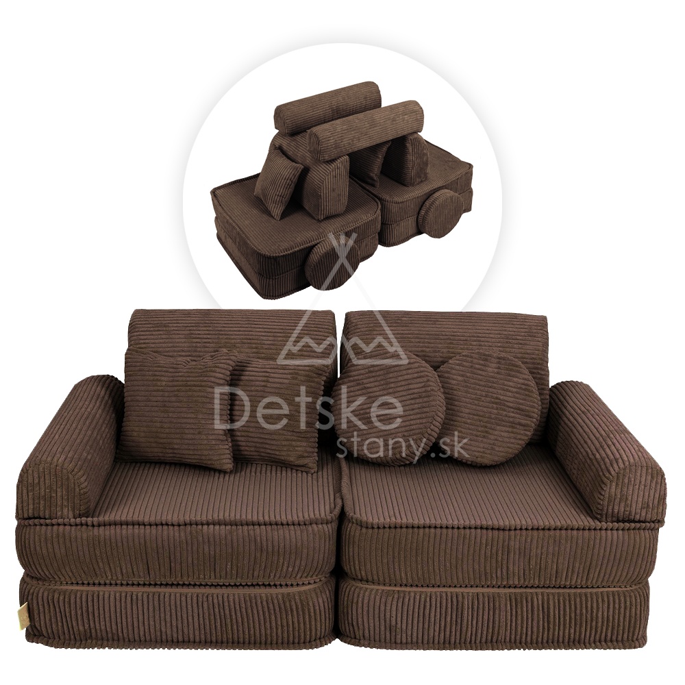 Variabilná pohovka / bunker - SOFA PLUS Corduroy Estetic - BROWN 120 cm