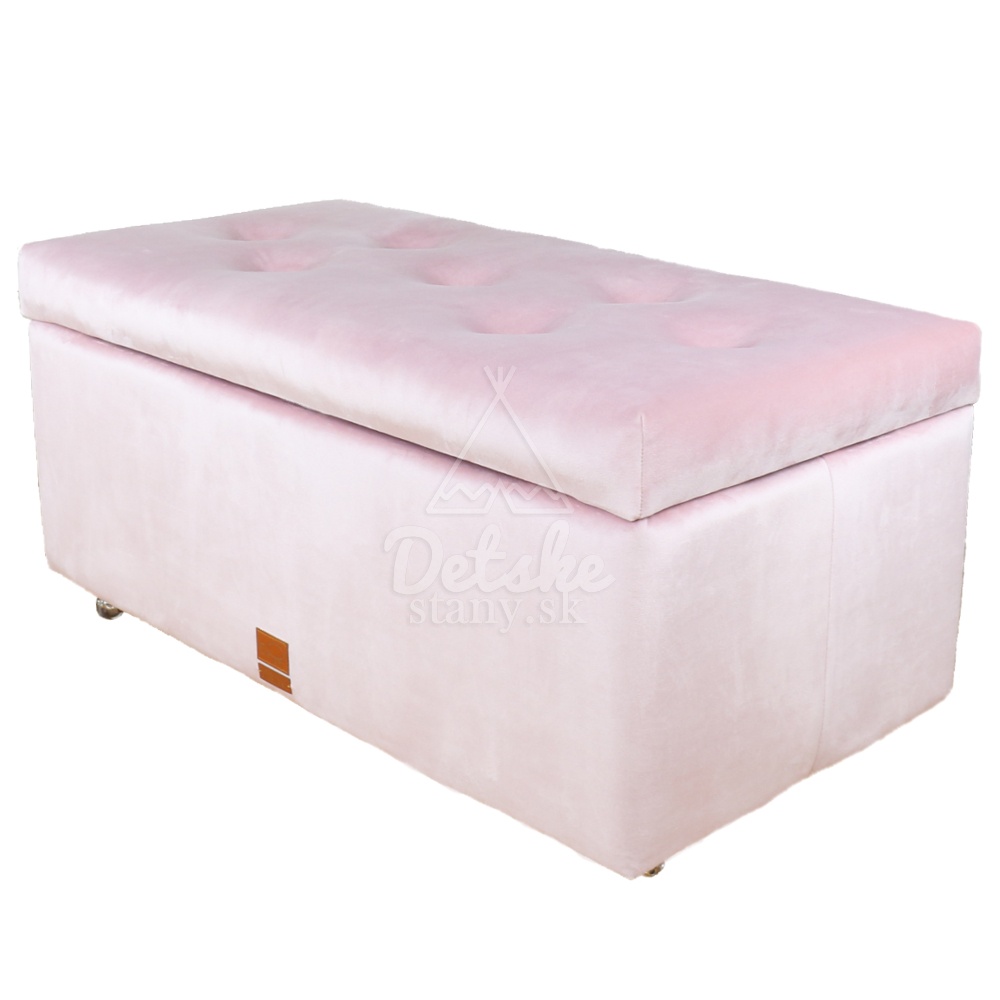 LUXURY úložný box / veľký taburet na sedenie s uškami - púdrovo ružový