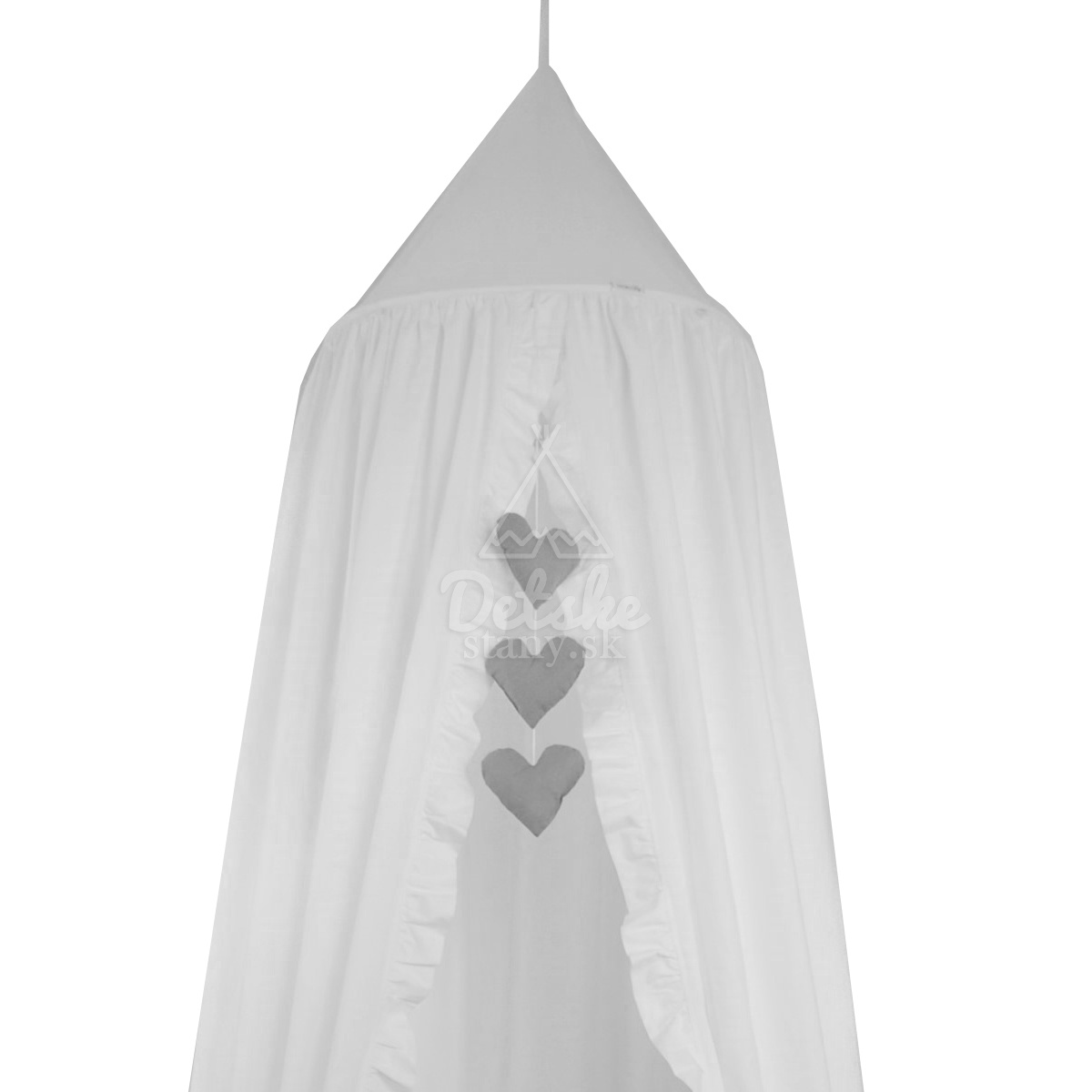Bavlnený baldachýn s volánmi / závesný stan (275 cm) - biely