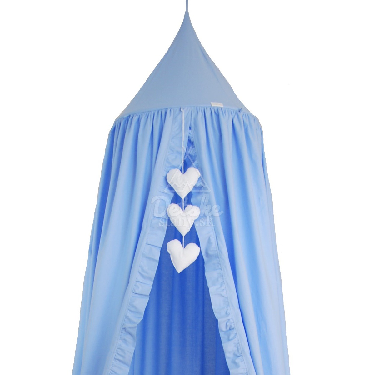 Bavlnený baldachýn s volánmi / závesný stan (275 cm) - modrý