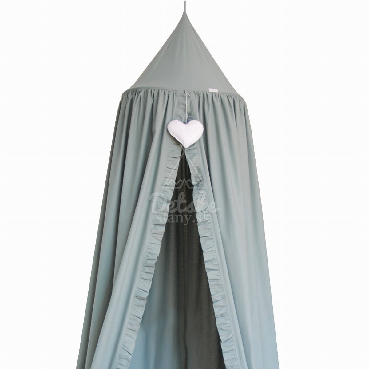 Bavlnený baldachýn s volánmi / závesný stan (275 cm) - šalvia