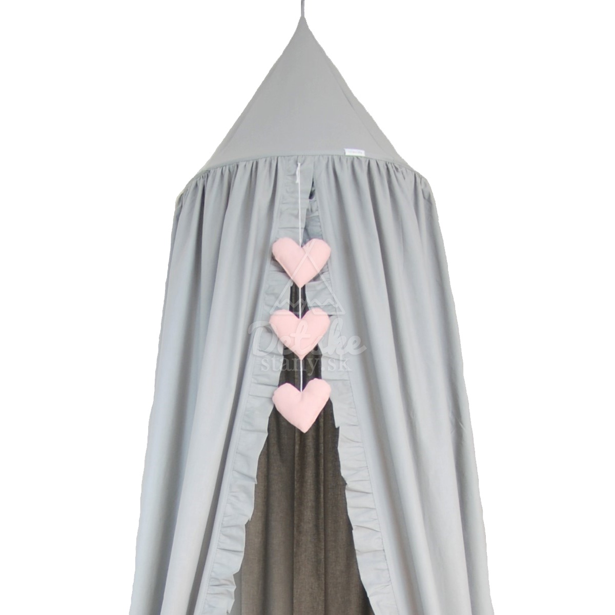 Bavlnený baldachýn s volánmi / závesný stan (275 cm) - sivý